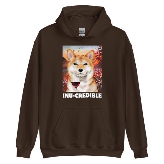 Funny Shiba Inu graphic hoodie in dark chocolate brown by Boozy Fox