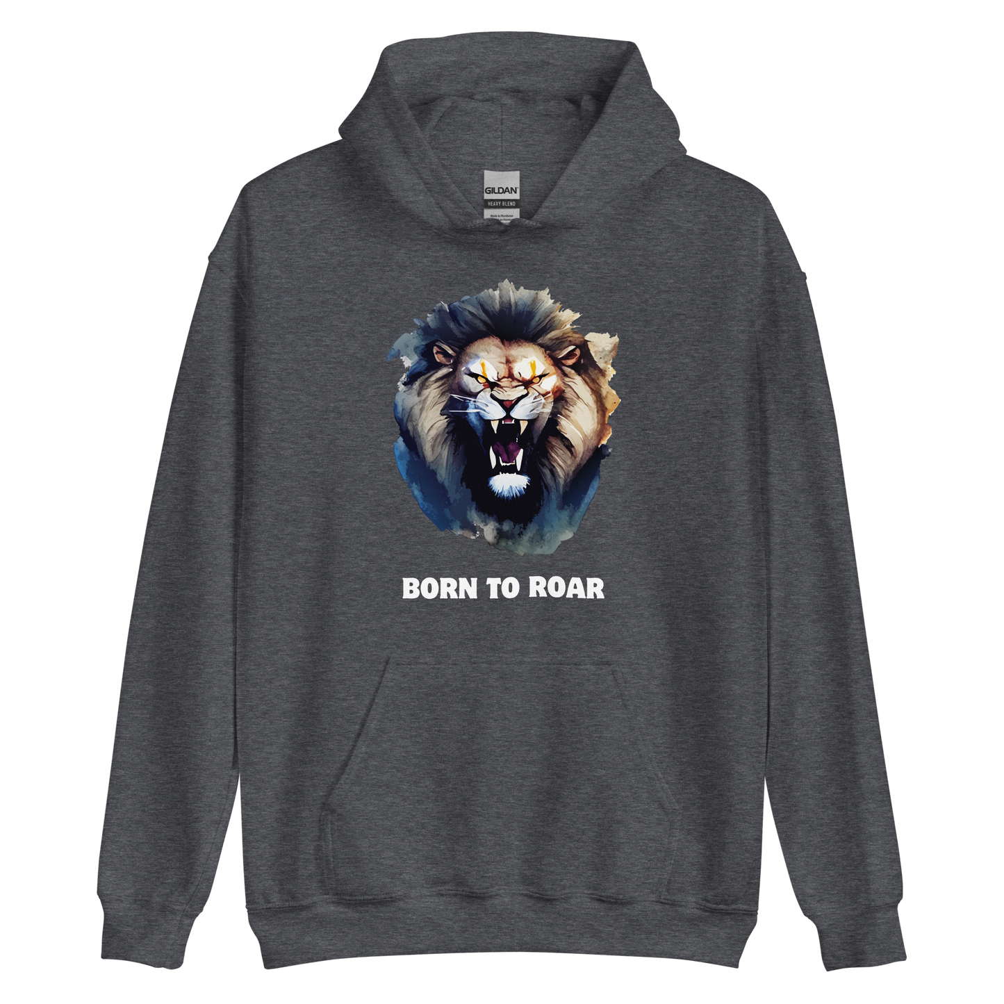 Funny Born to Roar Lion Hoodie in dark heather by Boozy Fox