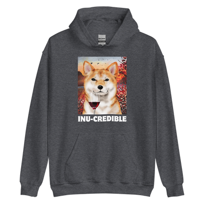 Funny Shiba Inu graphic hoodie in dark heather by Boozy Fox