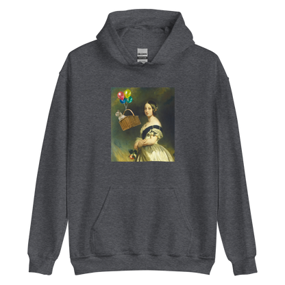 Funny Young Queen Victoria graphic hoodie in dark heather by Boozy Fox