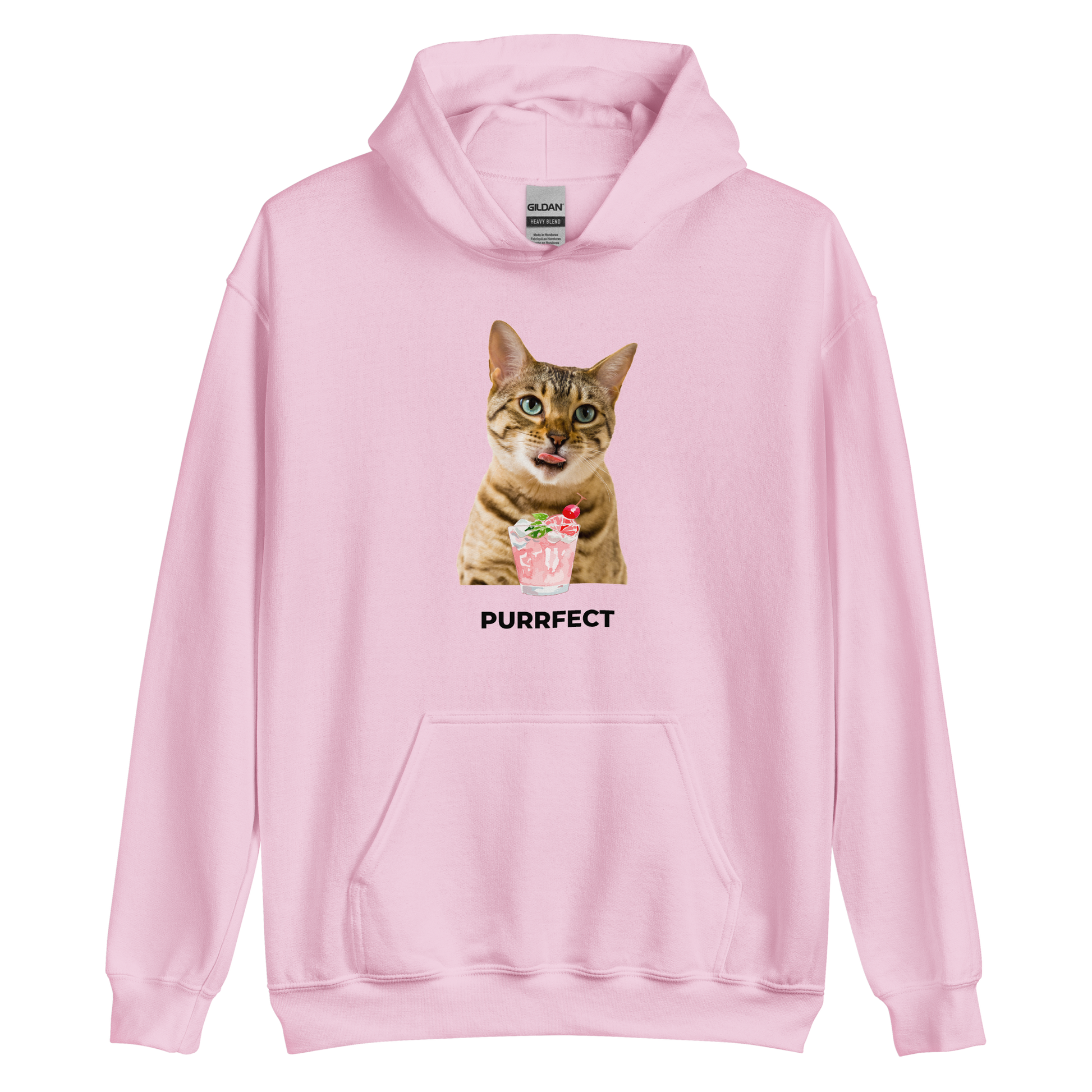 Light Pink Cat Hoodie featuring an adorable Purrfect graphic on the chest - Funny Graphic Cat Hoodies - Boozy Fox