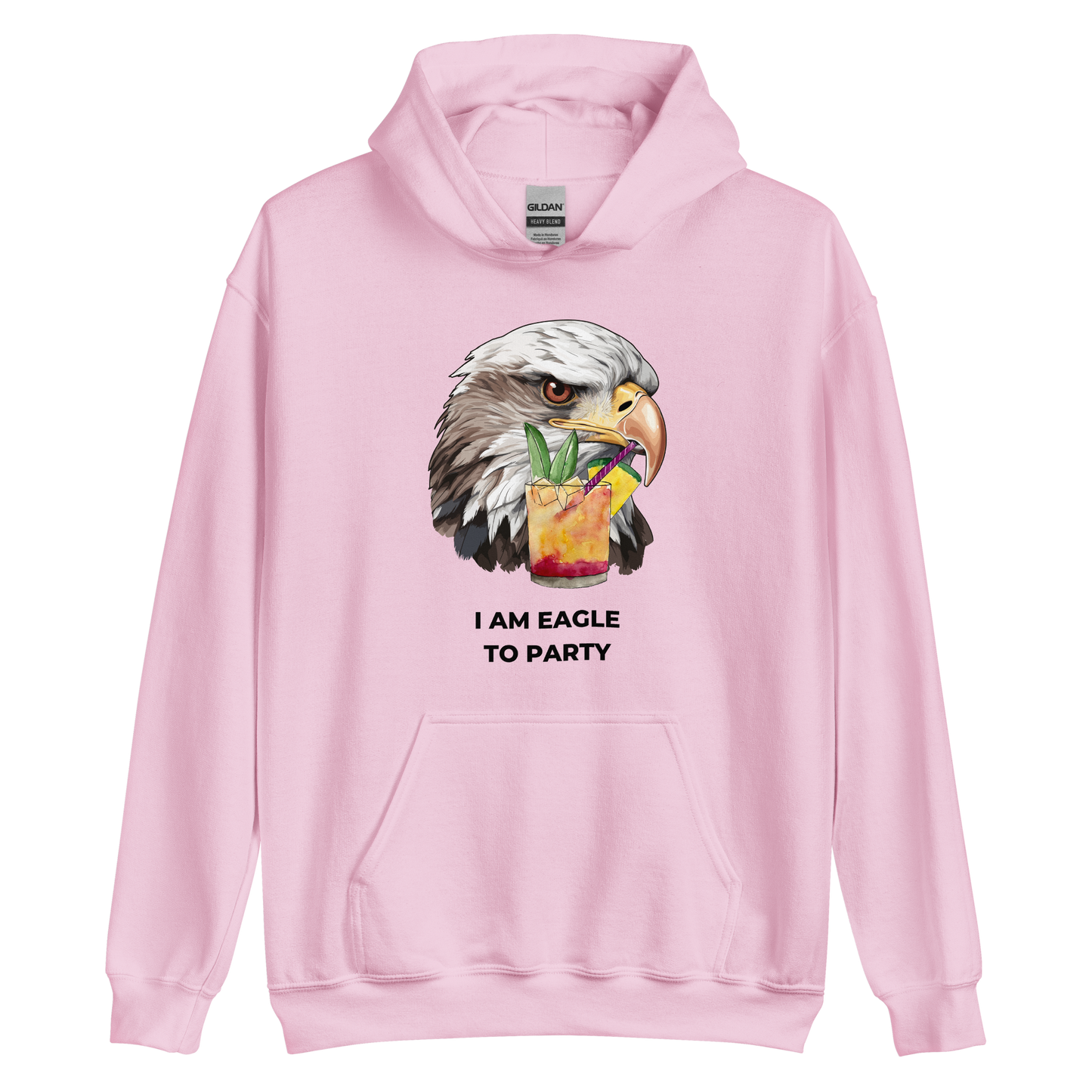 Light Pink Eagle Hoodie featuring a captivating I Am Eagle To Party graphic on the chest - Funny Graphic Eagle Party Hoodies - Boozy Fox