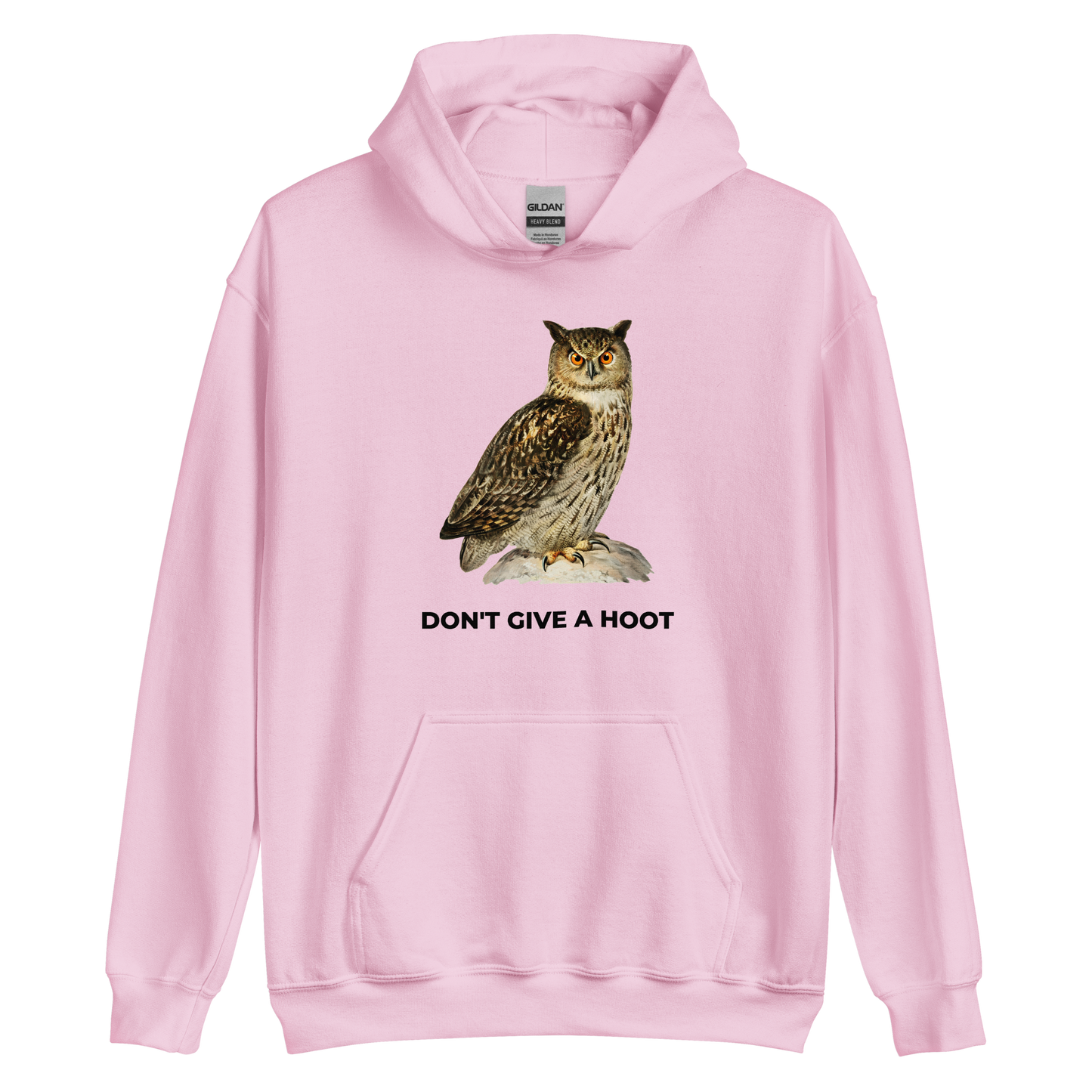 Light Pink Owl Hoodie featuring a captivating Don't Give A Hoot graphic on the chest - Funny Graphic Owl Hoodies - Boozy Fox