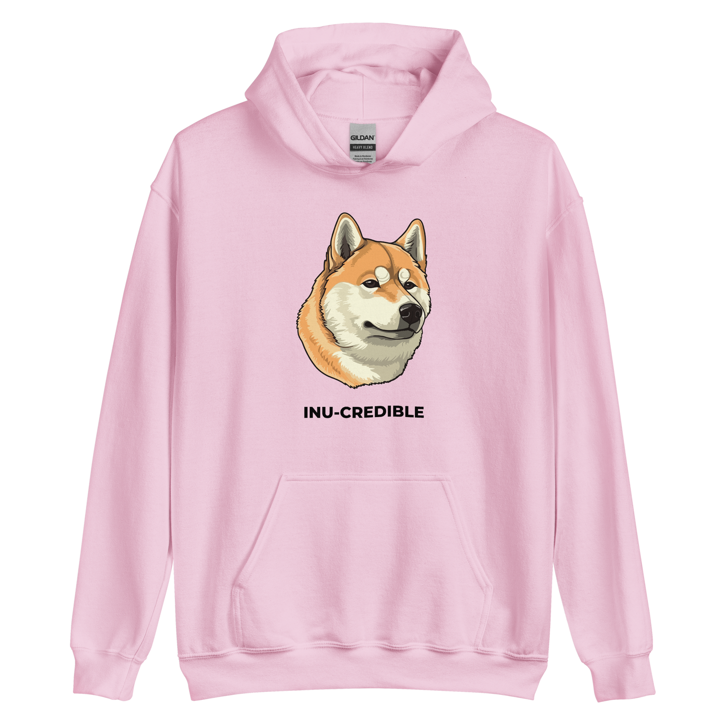 Light Pink Shiba Inu Hoodie featuring the Inu-Credible graphic on the chest - Funny Graphic Shiba Inu Hoodies - Boozy Fox