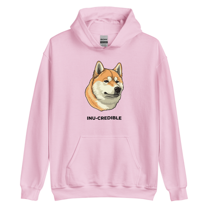 Light Pink Shiba Inu Hoodie featuring the Inu-Credible graphic on the chest - Funny Graphic Shiba Inu Hoodies - Boozy Fox