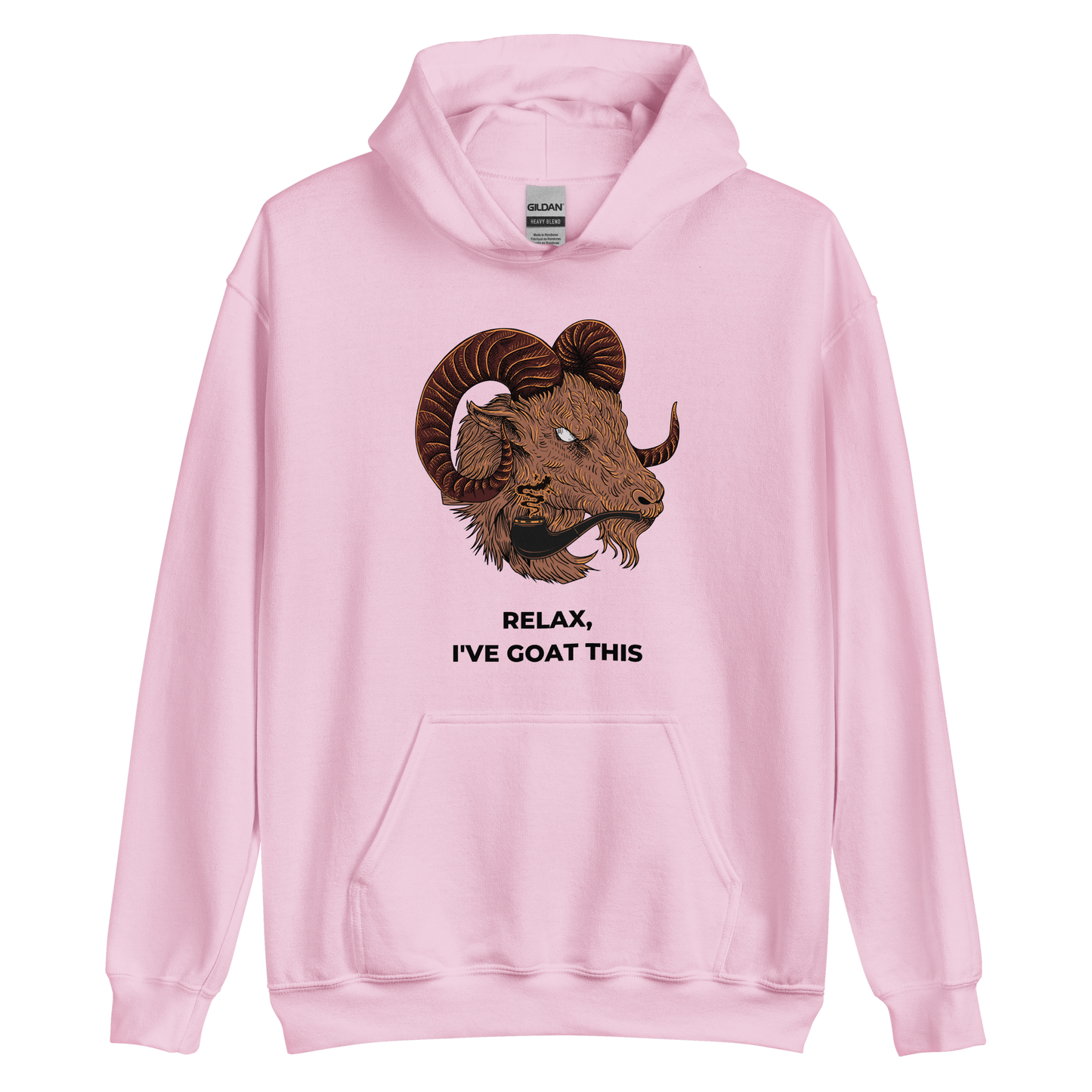 Light Pink Goat Hoodie featuring a captivating Relax, I've Goat This graphic on the chest - Funny Graphic Goat Hoodies - Boozy Fox