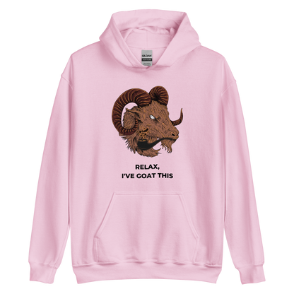 Light Pink Goat Hoodie featuring a captivating Relax, I've Goat This graphic on the chest - Funny Graphic Goat Hoodies - Boozy Fox