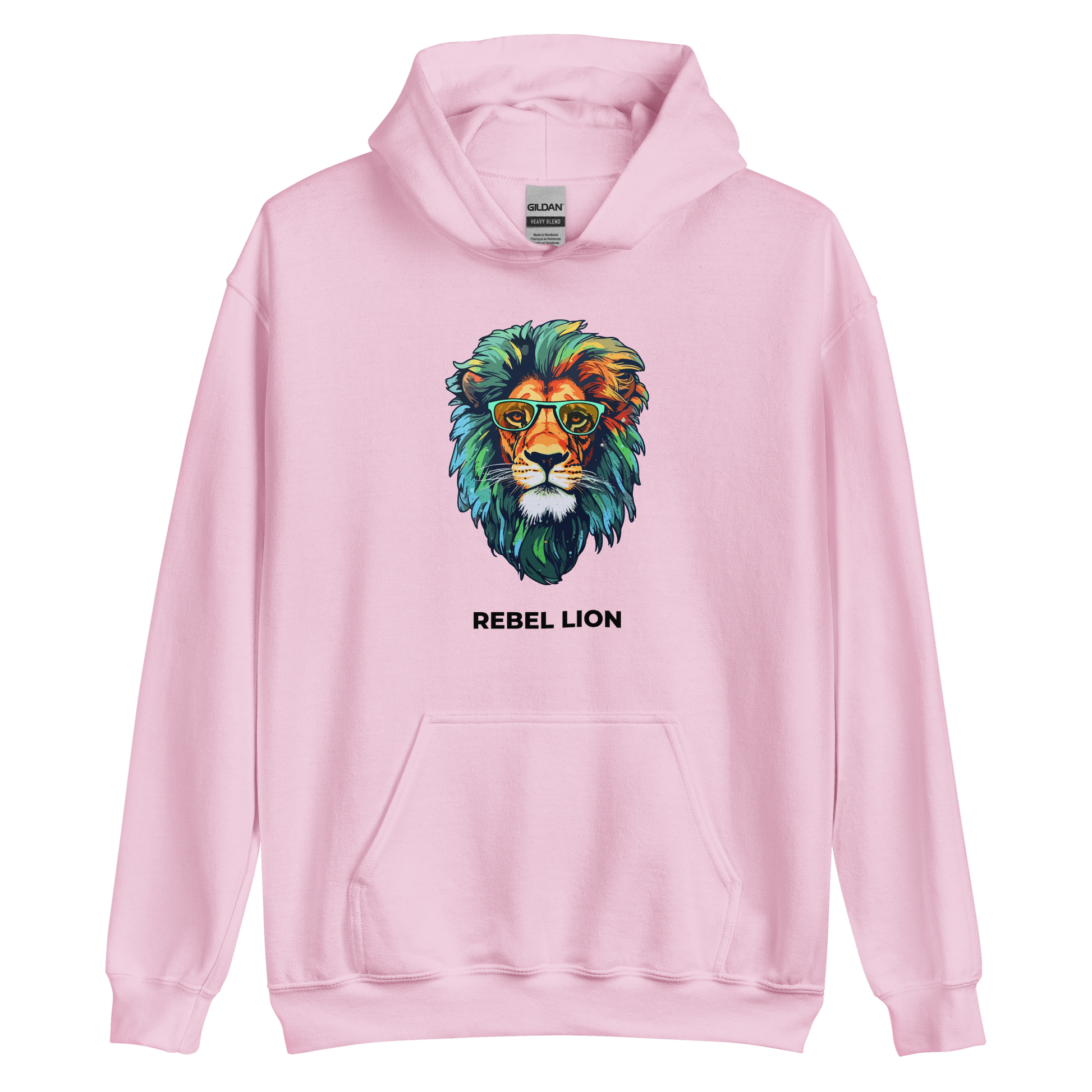Light Pink Lion Hoodie featuring a fierce Rebel Lion graphic on the chest - Funny Graphic Lion Hoodies - Boozy Fox