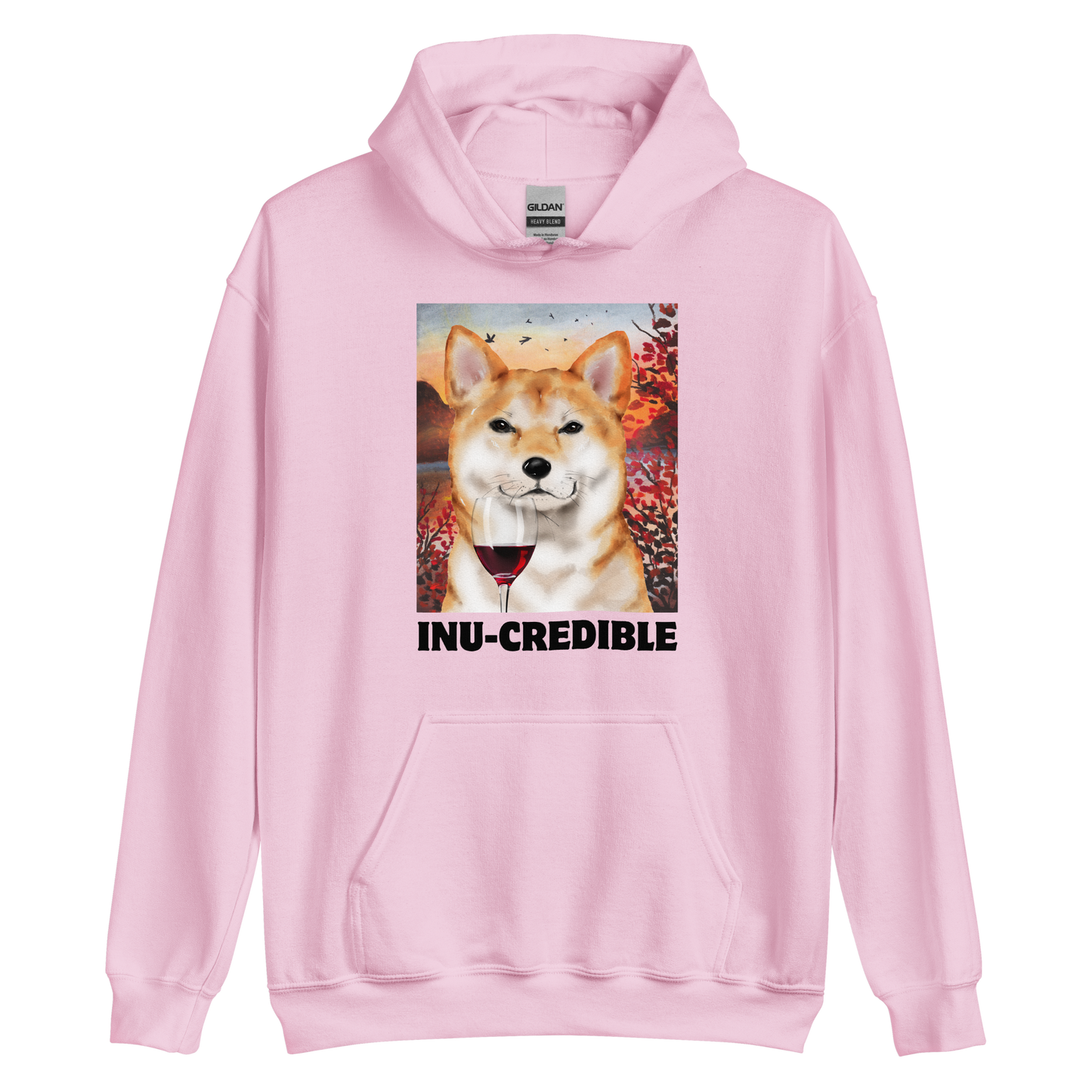 Funny Shiba Inu graphic hoodie in light pink by Boozy Fox