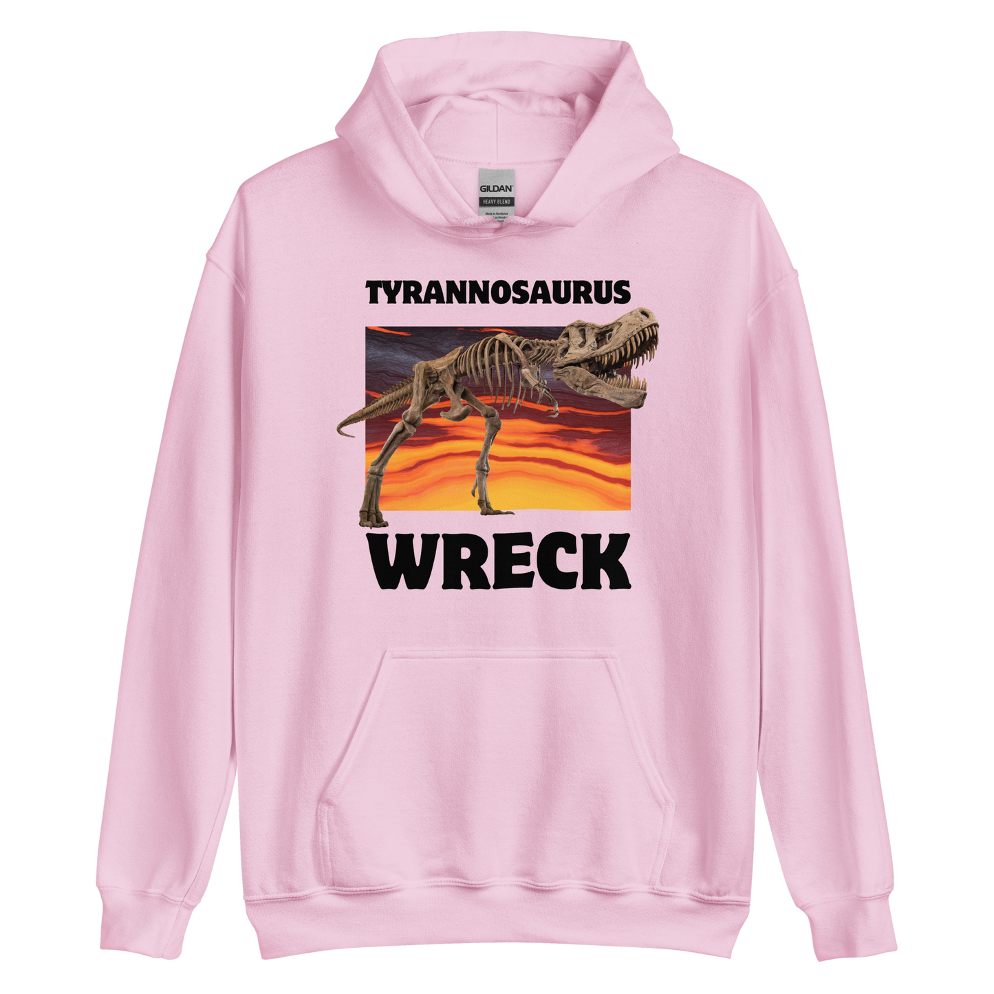 Funny Tyrannosaurus Wreck T-Rex Dinosaur graphic hoodie in light pink by Boozy Fox