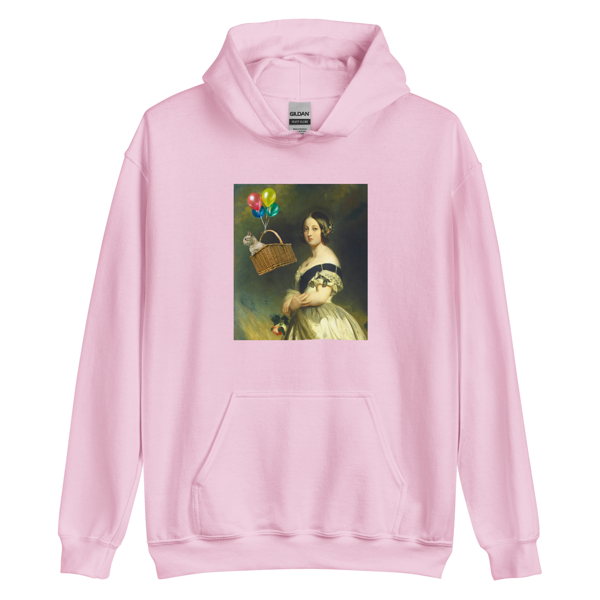 Funny Young Queen Victoria graphic hoodie in light pink by Boozy Fox
