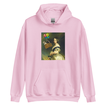 Funny Young Queen Victoria graphic hoodie in light pink by Boozy Fox