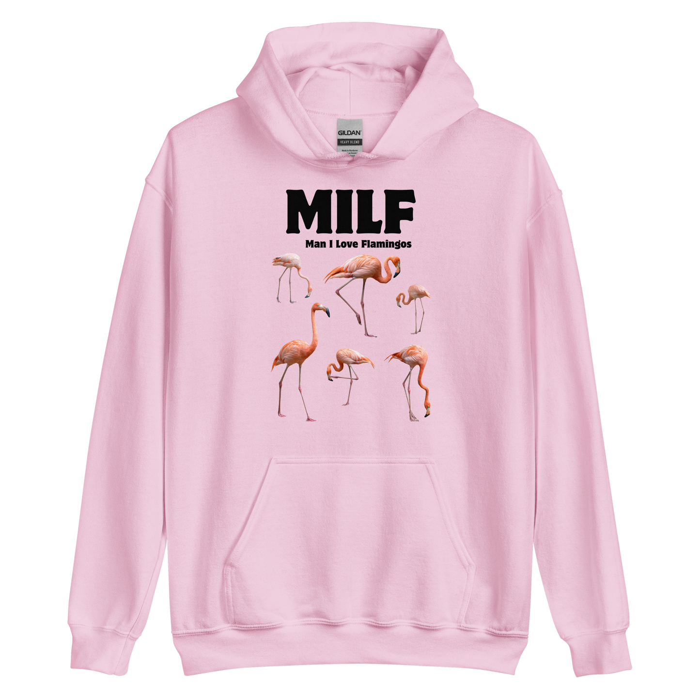 Funny Man I Love Flamingos graphic hoodie in light pink by Boozy Fox