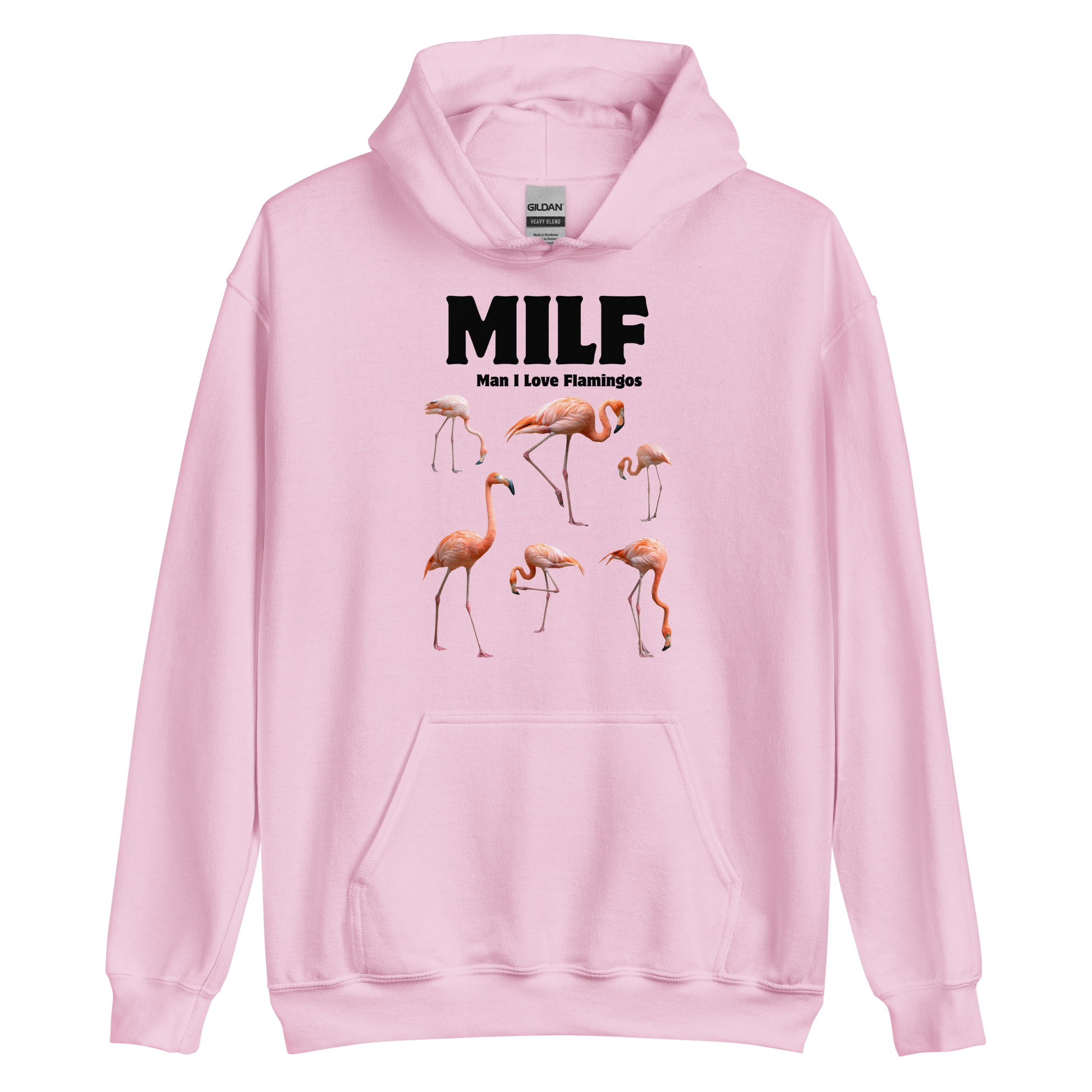 Funny Man I Love Flamingos graphic hoodie in light pink by Boozy Fox