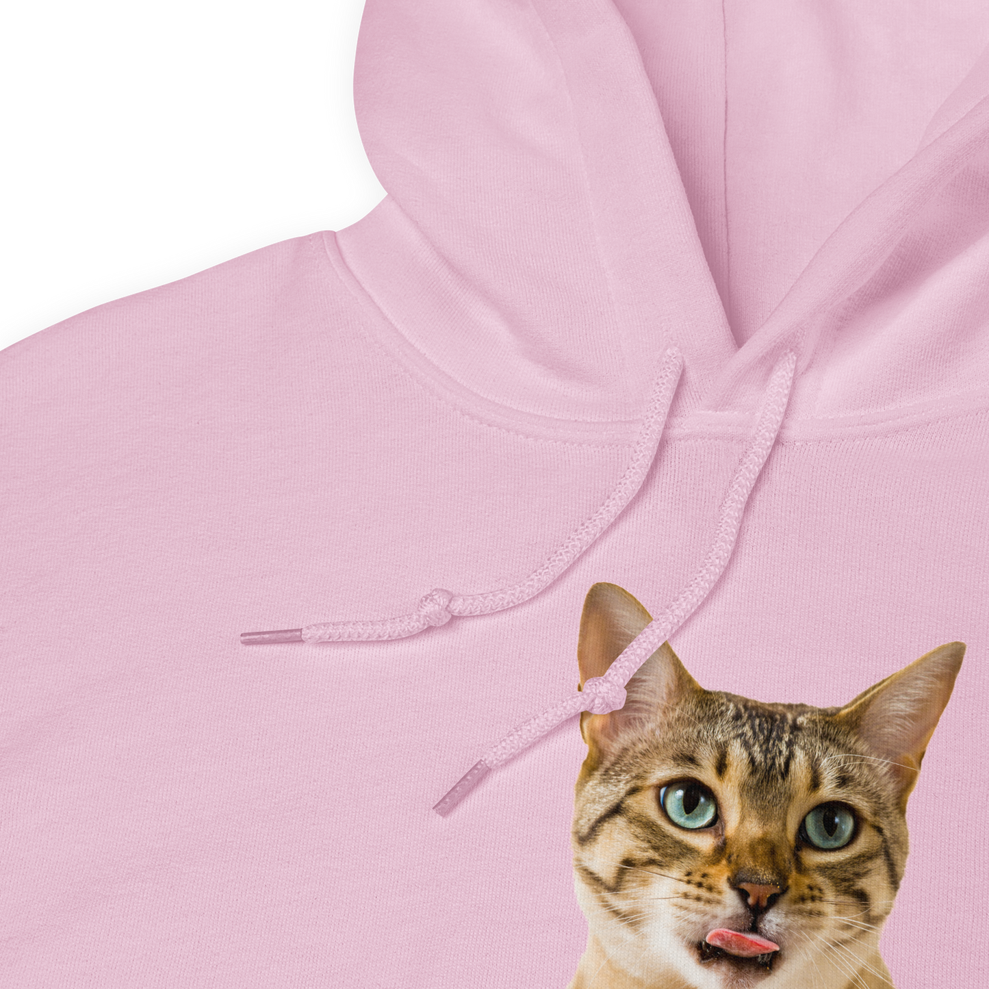 Front Details of a Light Pink Cat Hoodie featuring an adorable Purrfect graphic on the chest - Funny Graphic Cat Hoodies - Boozy Fox