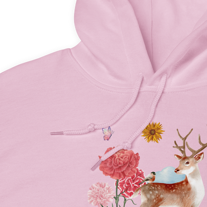 Product details of a Light Pink Summer Is a State of Mind Hoodie Featuring a Summer Is a State of Mind graphic on the chest - Cute Graphic Summer Hoodies - Boozy Fox