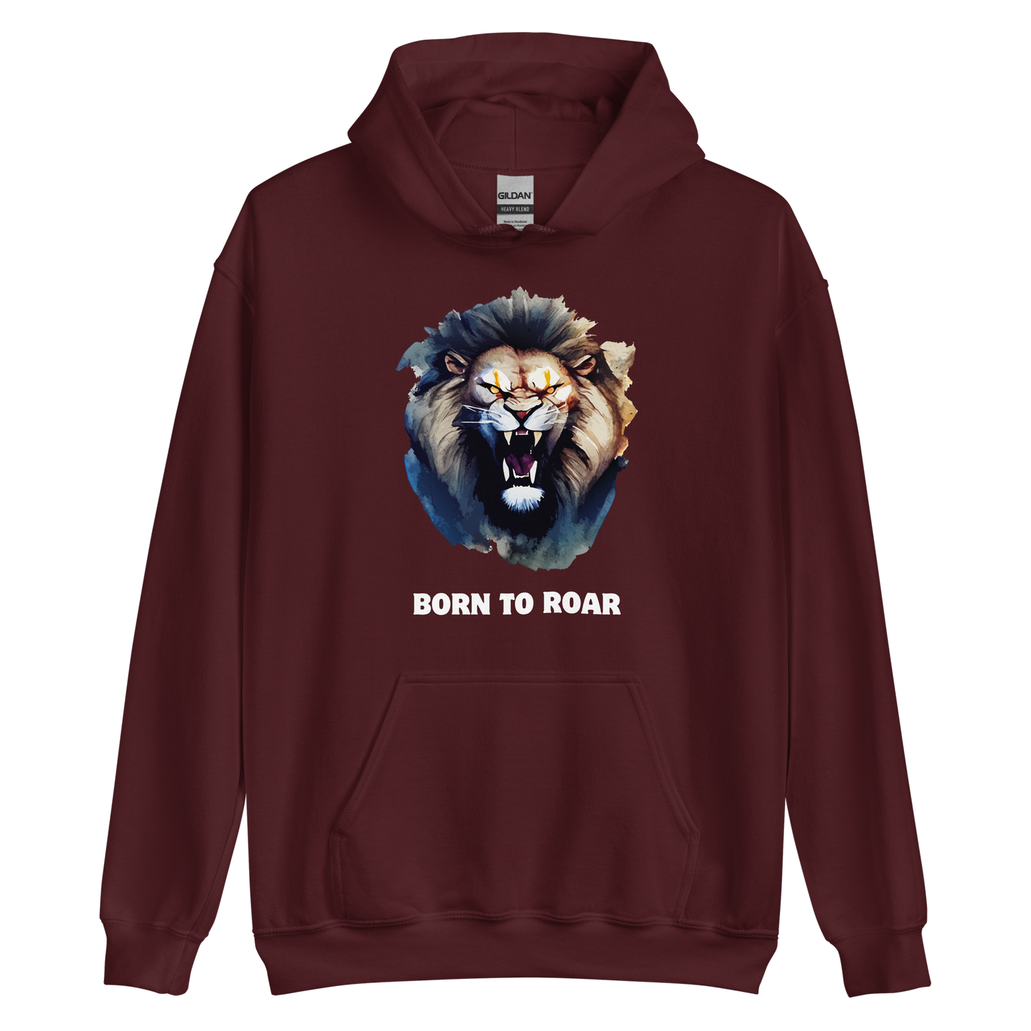 Funny Born to Roar Lion Hoodie in maroon by Boozy Fox