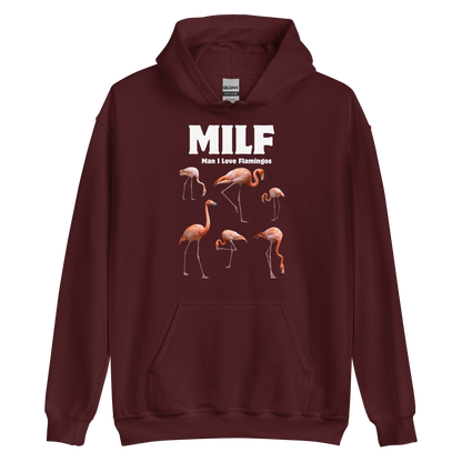 Funny Man I Love Flamingos graphic hoodie in maroon by Boozy Fox