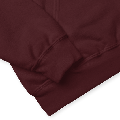 Product details of a hoodie in maroon by Boozy Fox