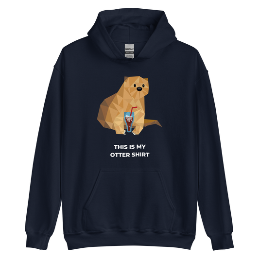 Navy Otter Hoodie featuring an adorably playful This Is My Otter Shirt graphic on the chest - Funny Graphic Otter Hoodies - Boozy Fox
