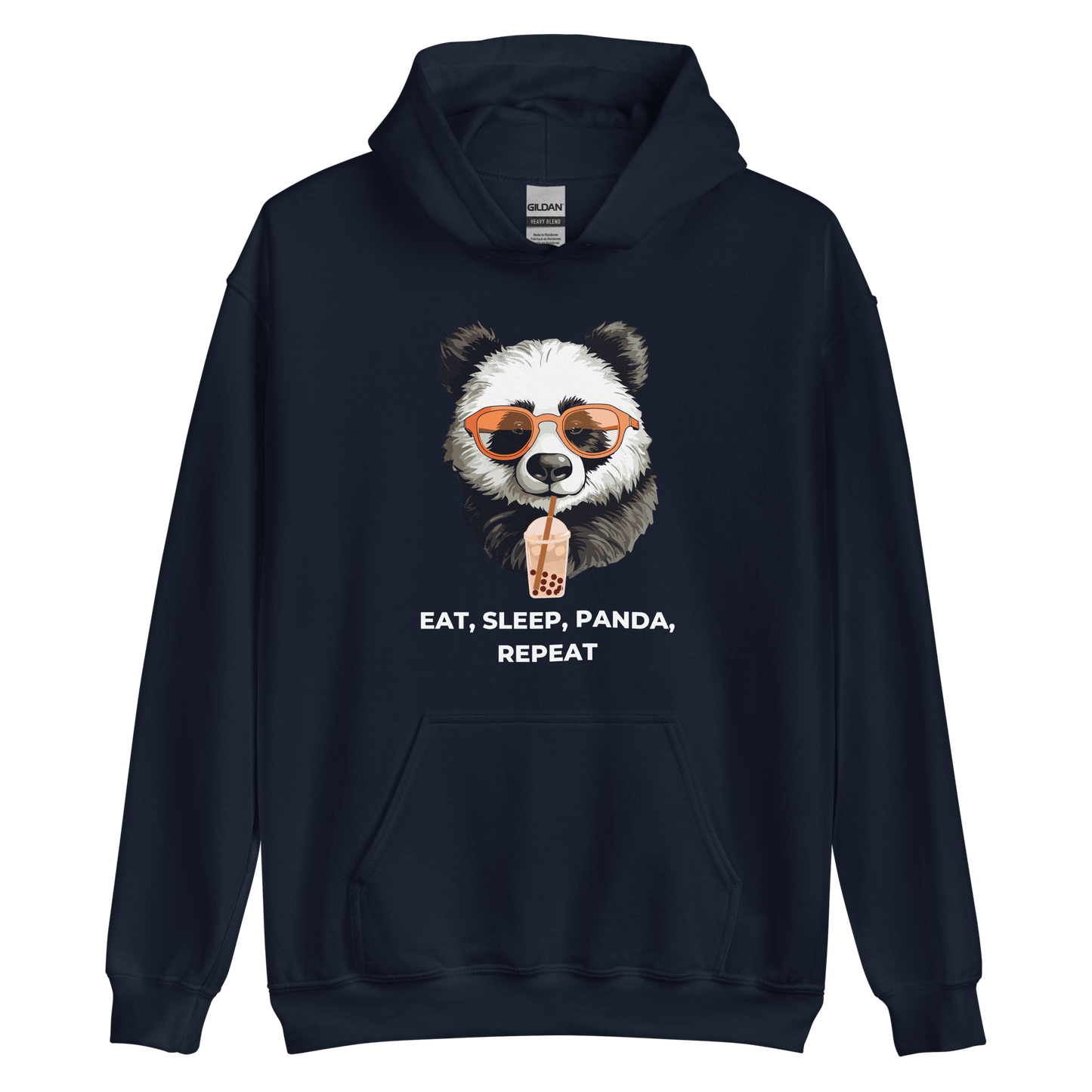 Navy Panda Hoodie featuring the hilarious Eat, Sleep, Panda, Repeat graphic on the chest - Funny Graphic Panda Hoodies - Boozy Fox