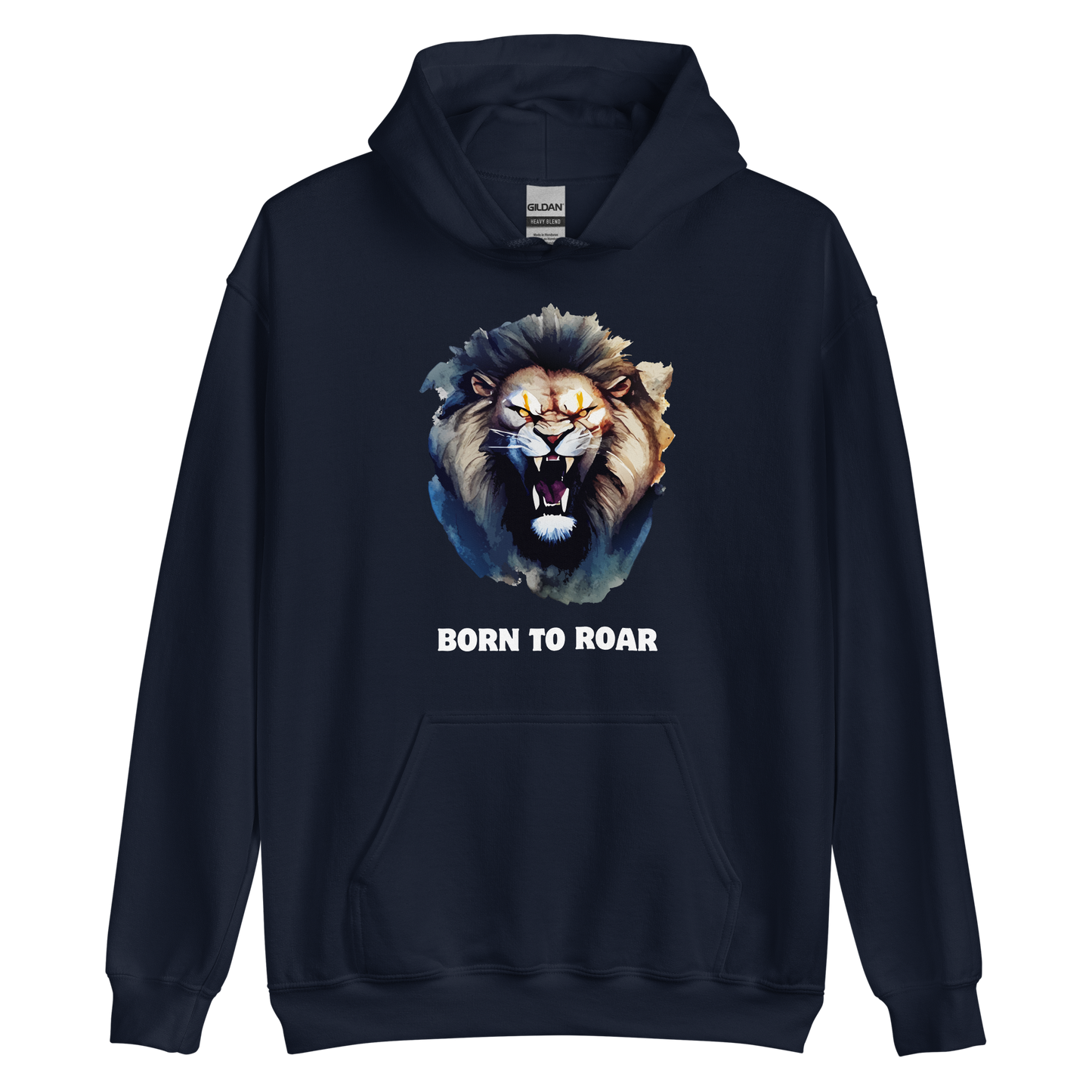 Funny Born to Roar Lion Hoodie in navy by Boozy Fox