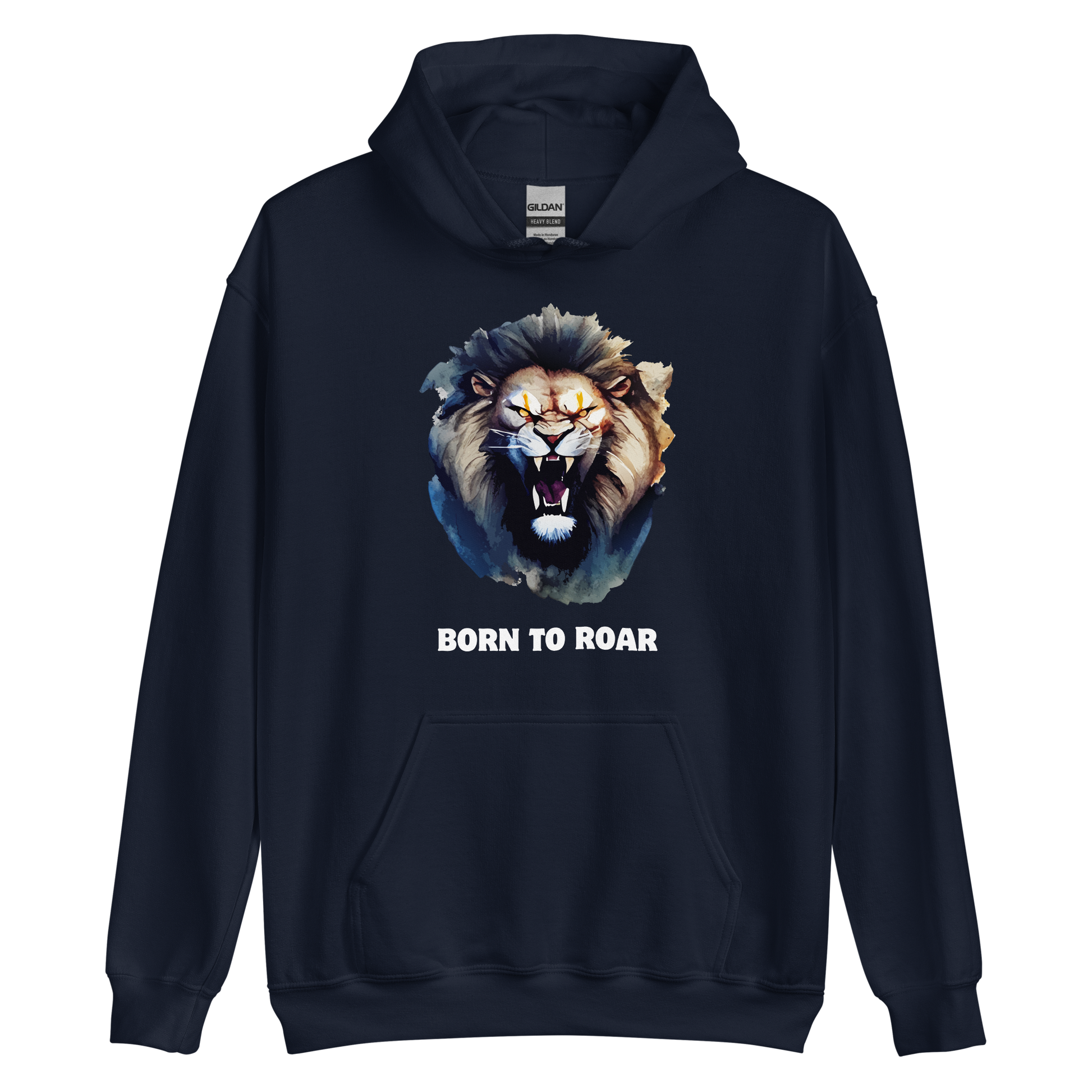 Funny Born to Roar Lion Hoodie in navy by Boozy Fox