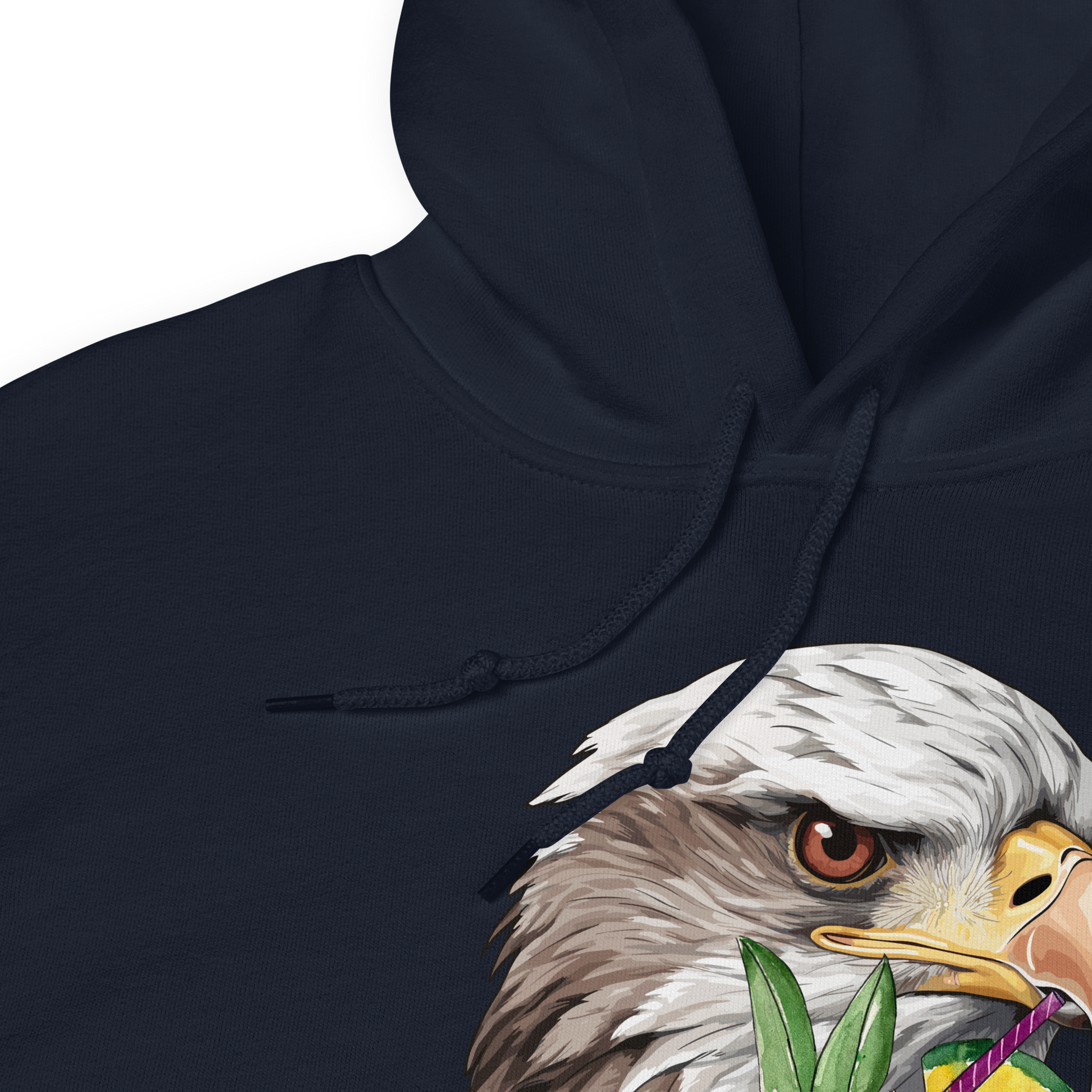 Product details of a Navy Eagle Hoodie featuring a captivating I Am Eagle To Party graphic on the chest - Funny Graphic Eagle Party Hoodies - Boozy Fox