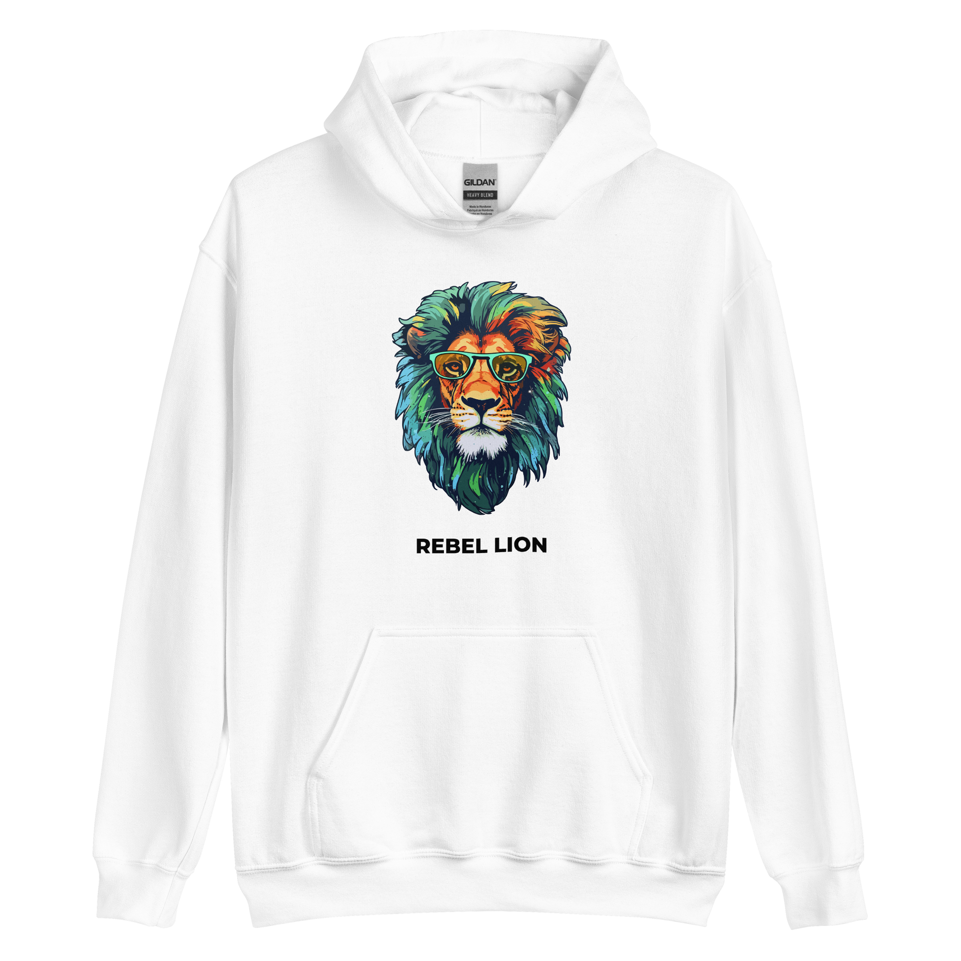 White Lion Hoodie featuring a fierce Rebel Lion graphic on the chest - Funny Graphic Lion Hoodies - Boozy Fox