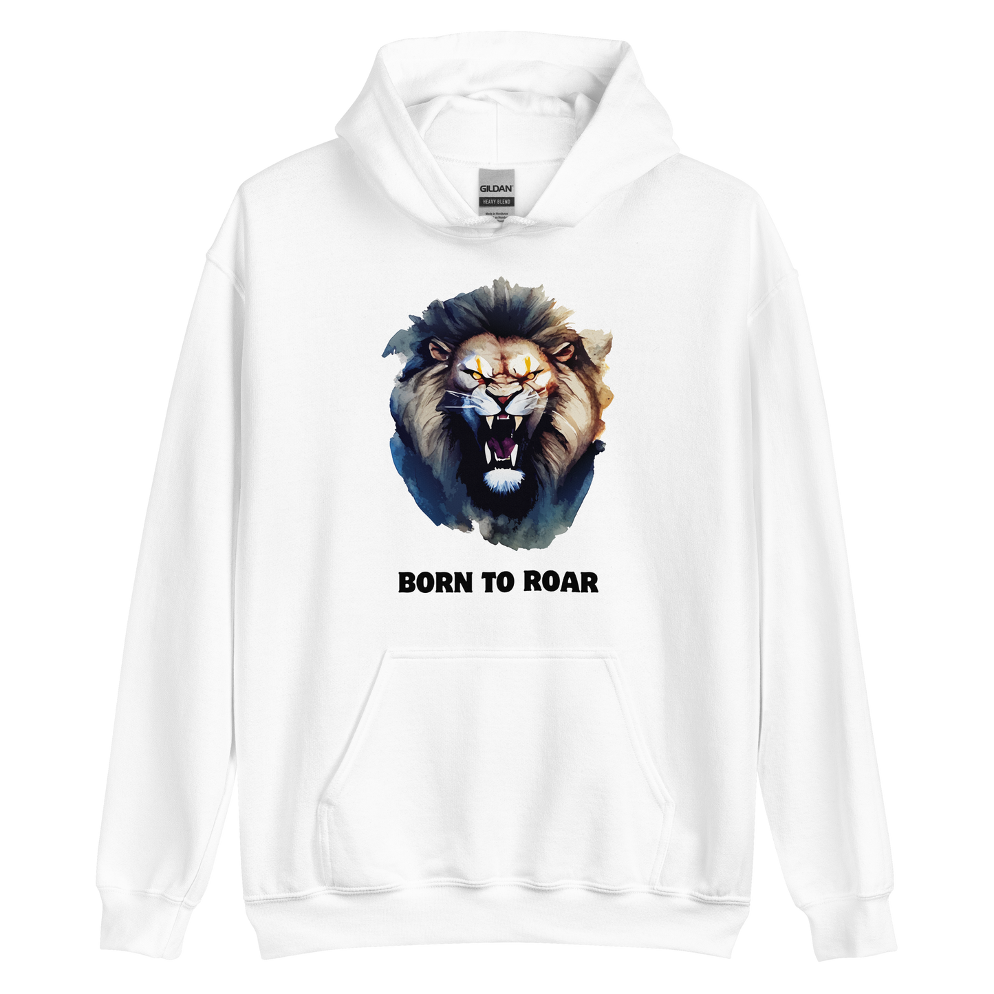 Funny Born to Roar Lion Hoodie in white by Boozy Fox