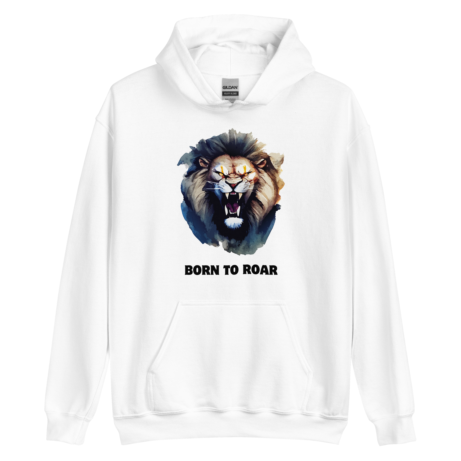 Funny Born to Roar Lion Hoodie in white by Boozy Fox