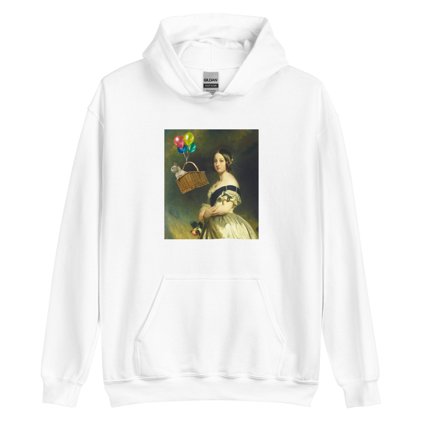 Funny Young Queen Victoria graphic hoodie in white by Boozy Fox