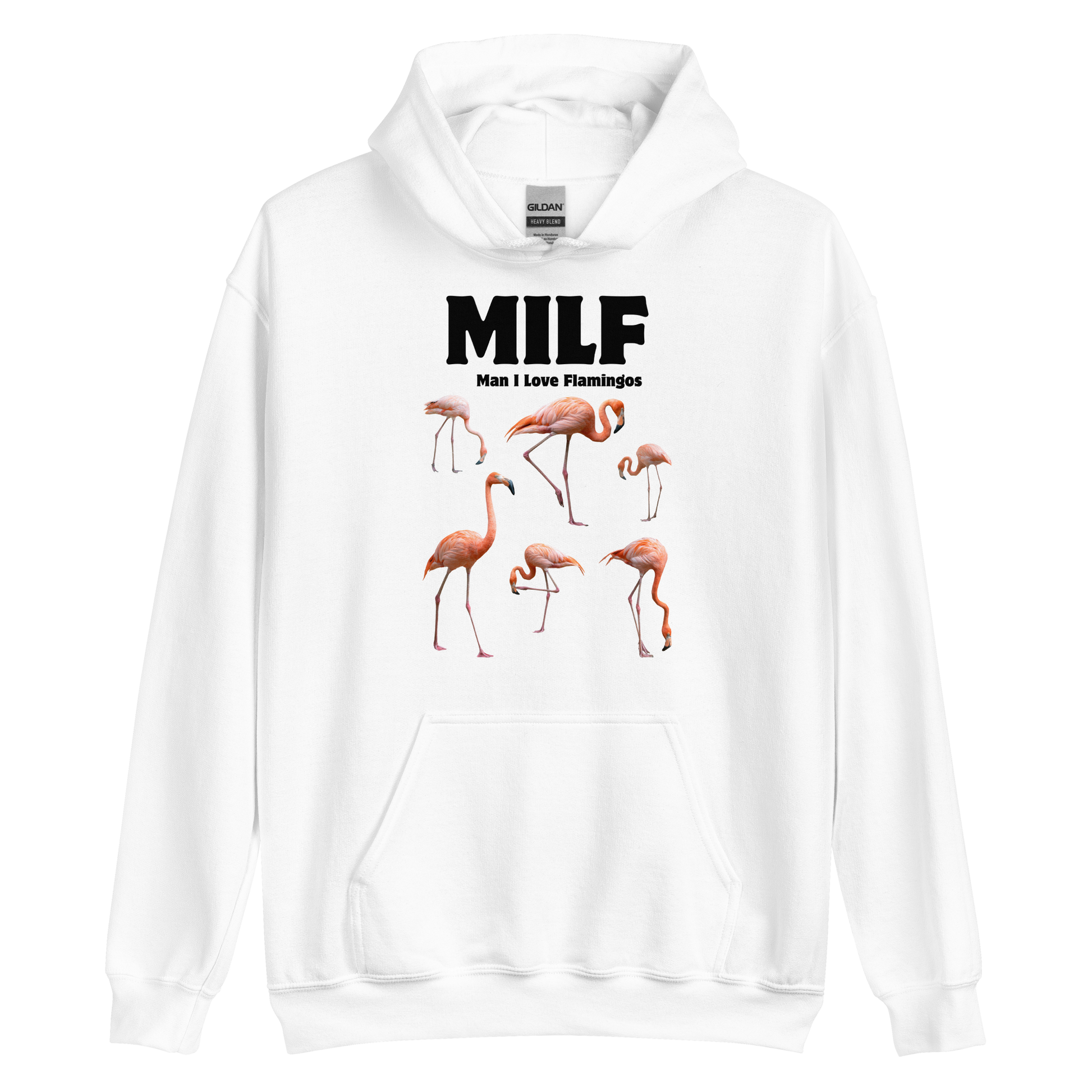 Funny Man I Love Flamingos graphic hoodie in white by Boozy Fox