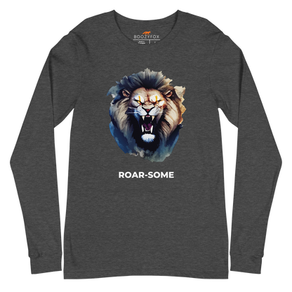 Roar-Some Lion Long Sleeve Tee Online - Dark Grey Heather - Boozy Fox