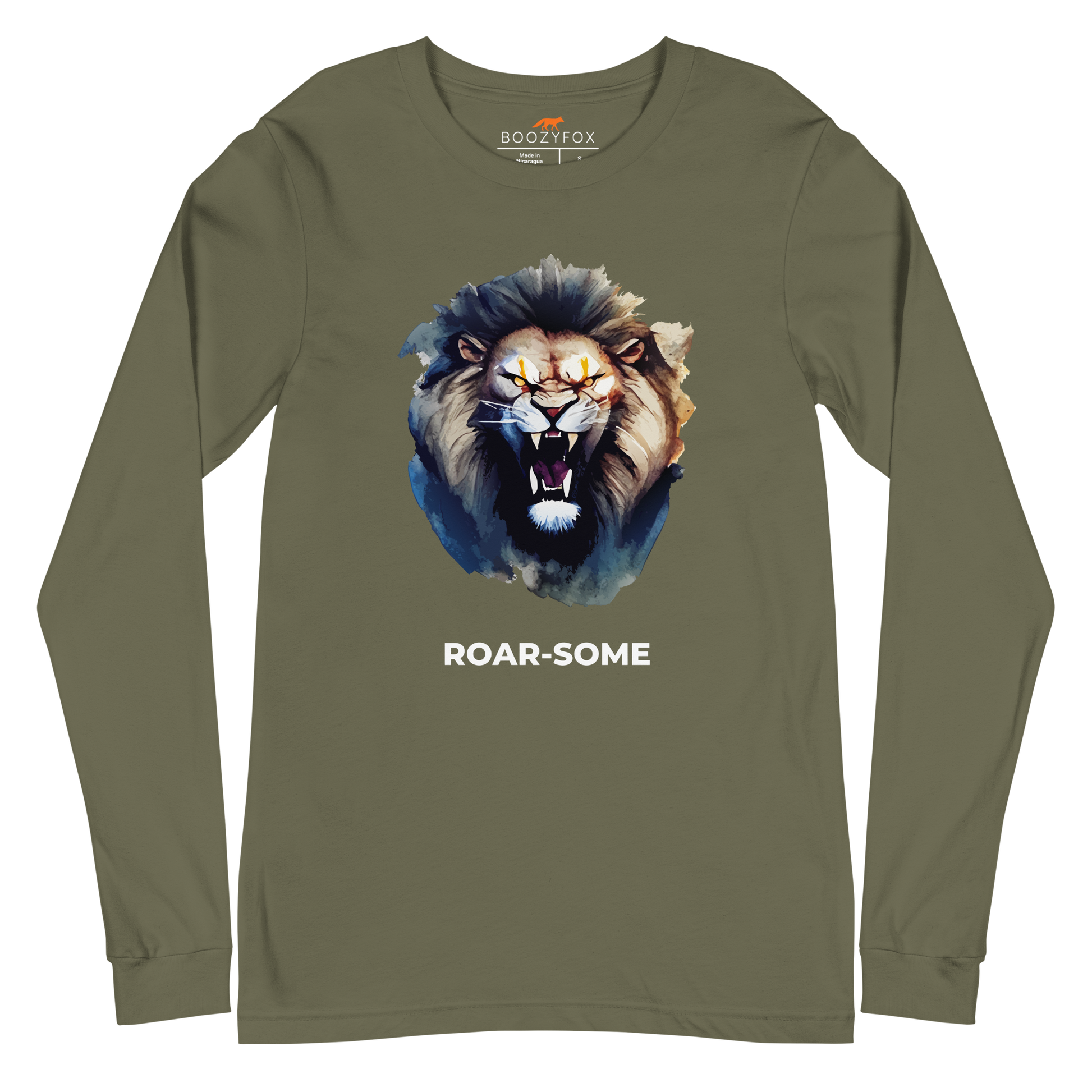 Roar-Some Lion Long Sleeve Tee Online - Military Green - Boozy Fox