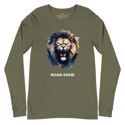 Roar-Some Lion Long Sleeve Tee Online - Military Green - Boozy Fox