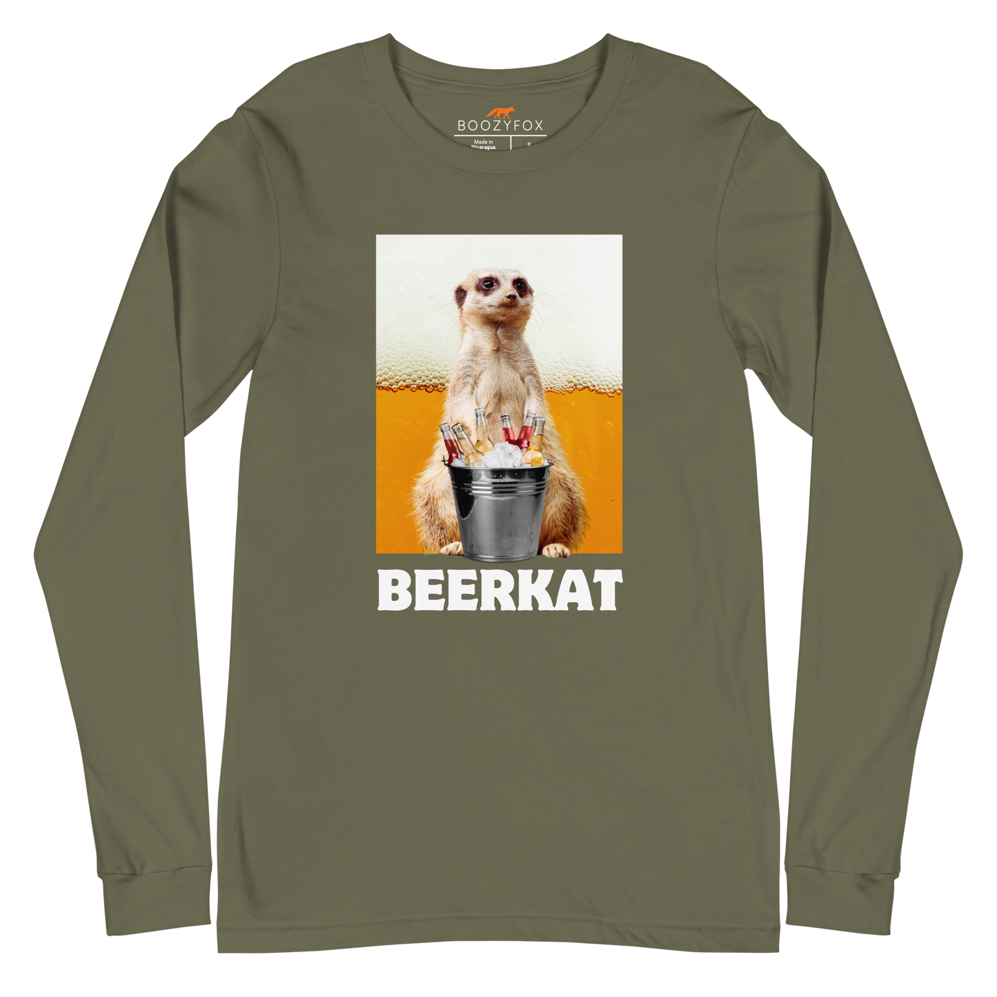 Meerkat Long Sleeve Tee Online - Military Green - Boozy Fox