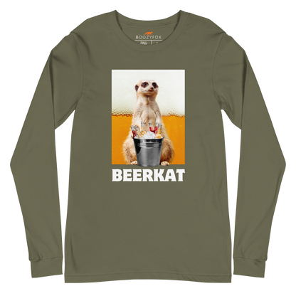 Meerkat Long Sleeve Tee Online - Military Green - Boozy Fox