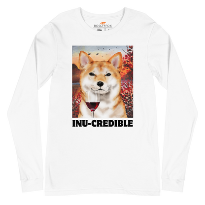 Funny Shiba Inu graphic long sleeve tee in white by Boozy Fox