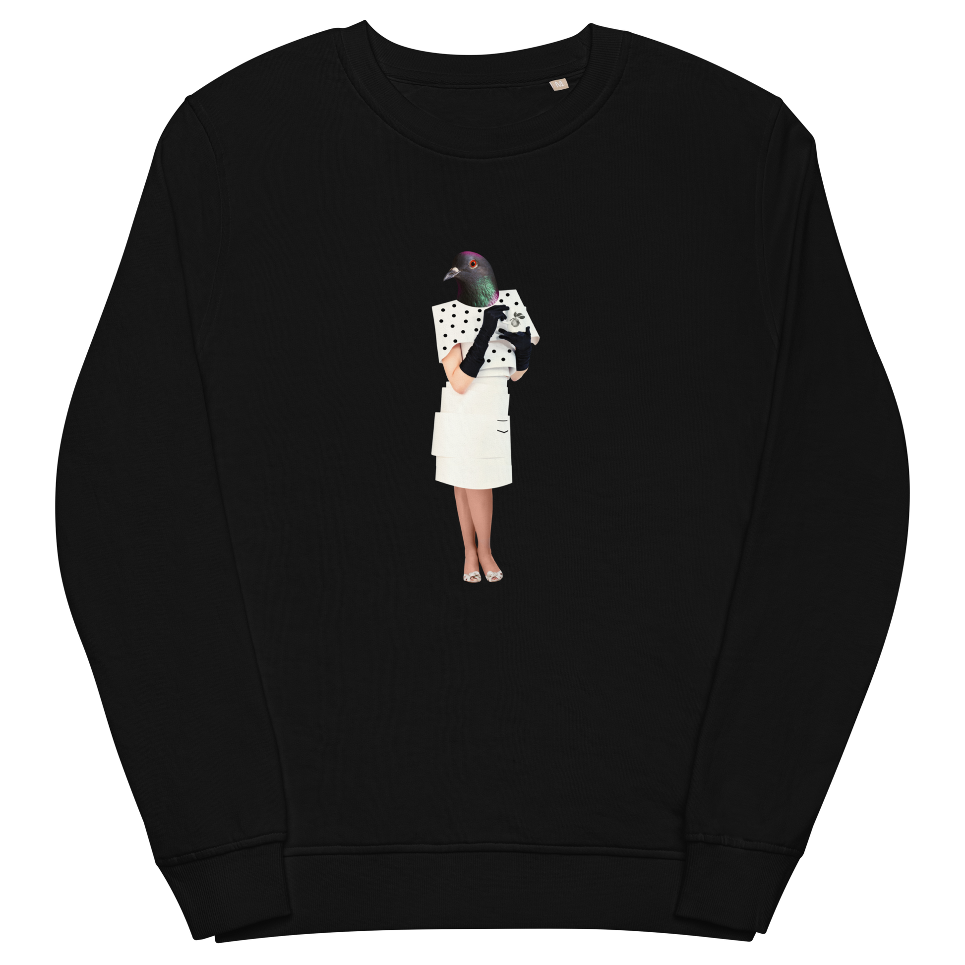 Anthropomorphic Pigeon Organic Cotton Sweatshirt Online - Black - Boozy Fox