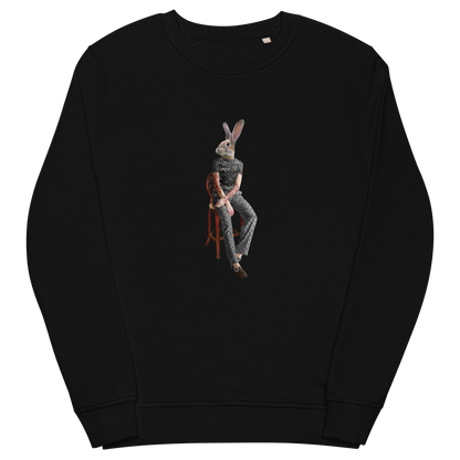 Anthropomorphic Rabbit Organic Cotton Sweatshirt Online - Black - Boozy Fox