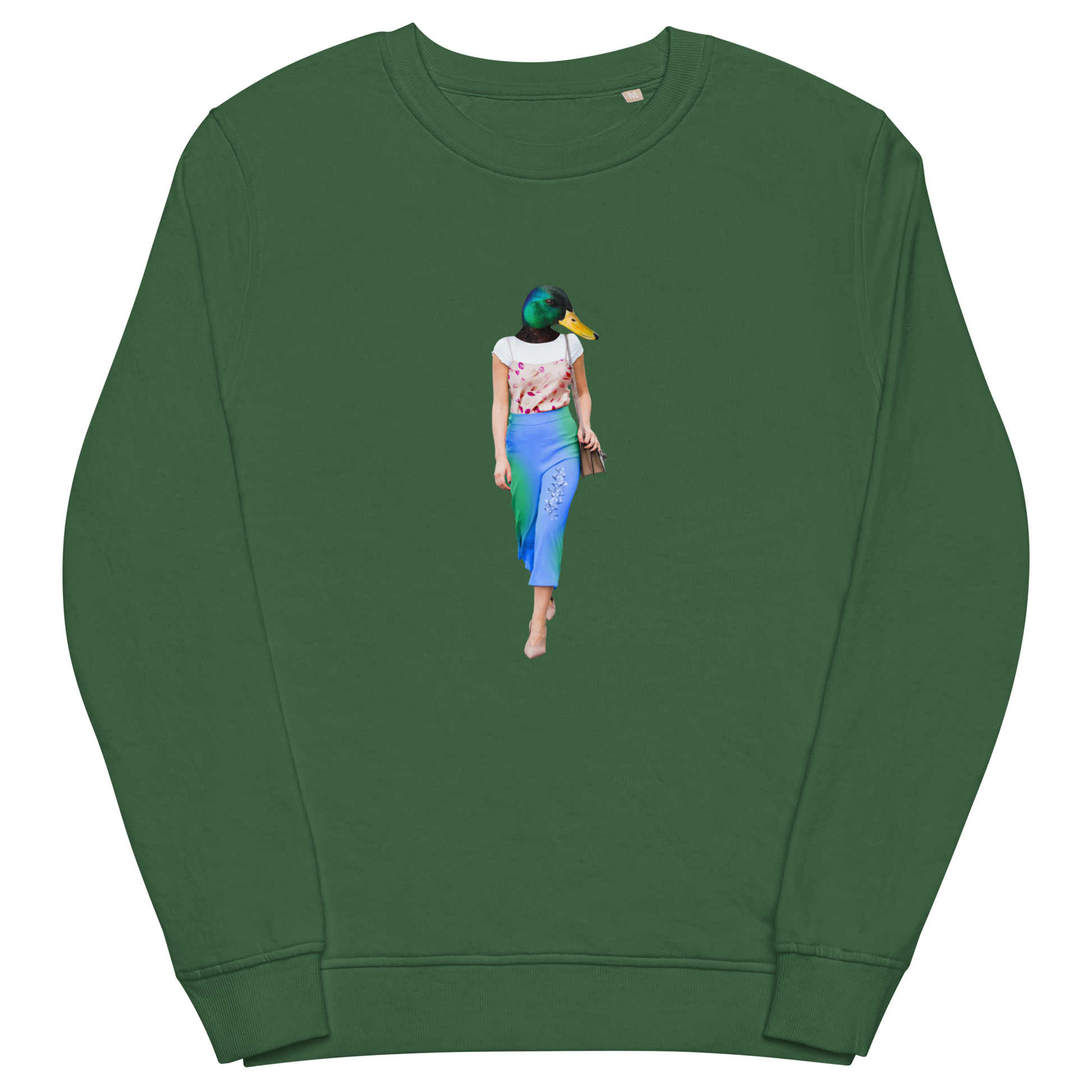 Anthropomorphic Duck Organic Cotton Sweatshirt Online - Bottle Green - Boozy Fox