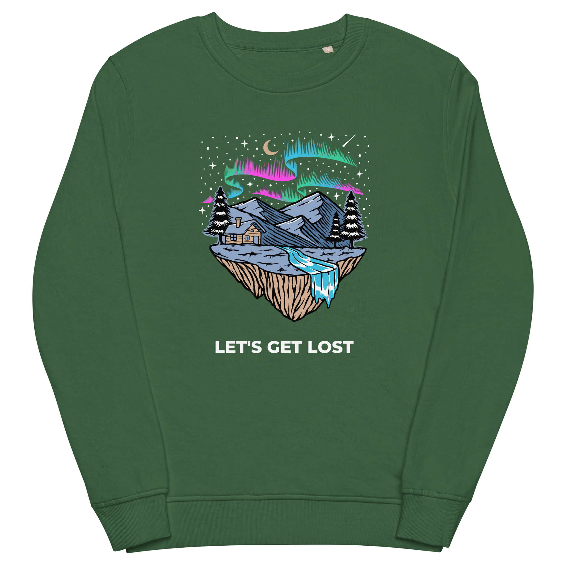 Let's Get Lost Organic Cotton Sweatshirt Online - Bottle Green - Boozy Fox