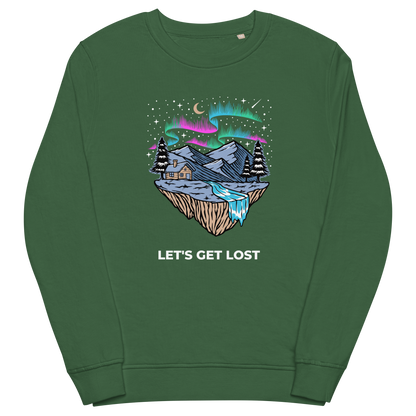 Let's Get Lost Organic Cotton Sweatshirt Online - Bottle Green - Boozy Fox