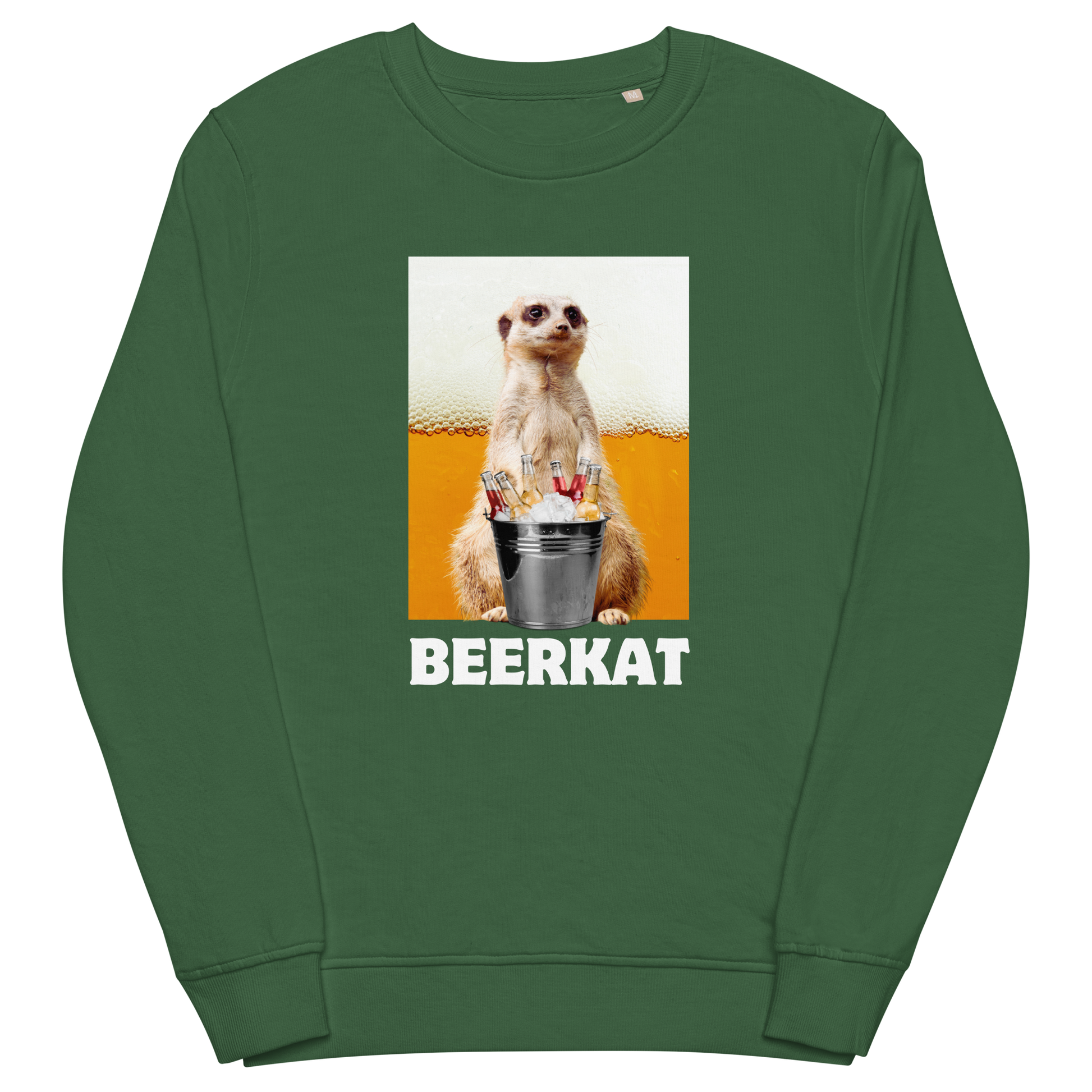 Meerkat Organic Cotton Sweatshirt Online - Bottle Green - Boozy Fox