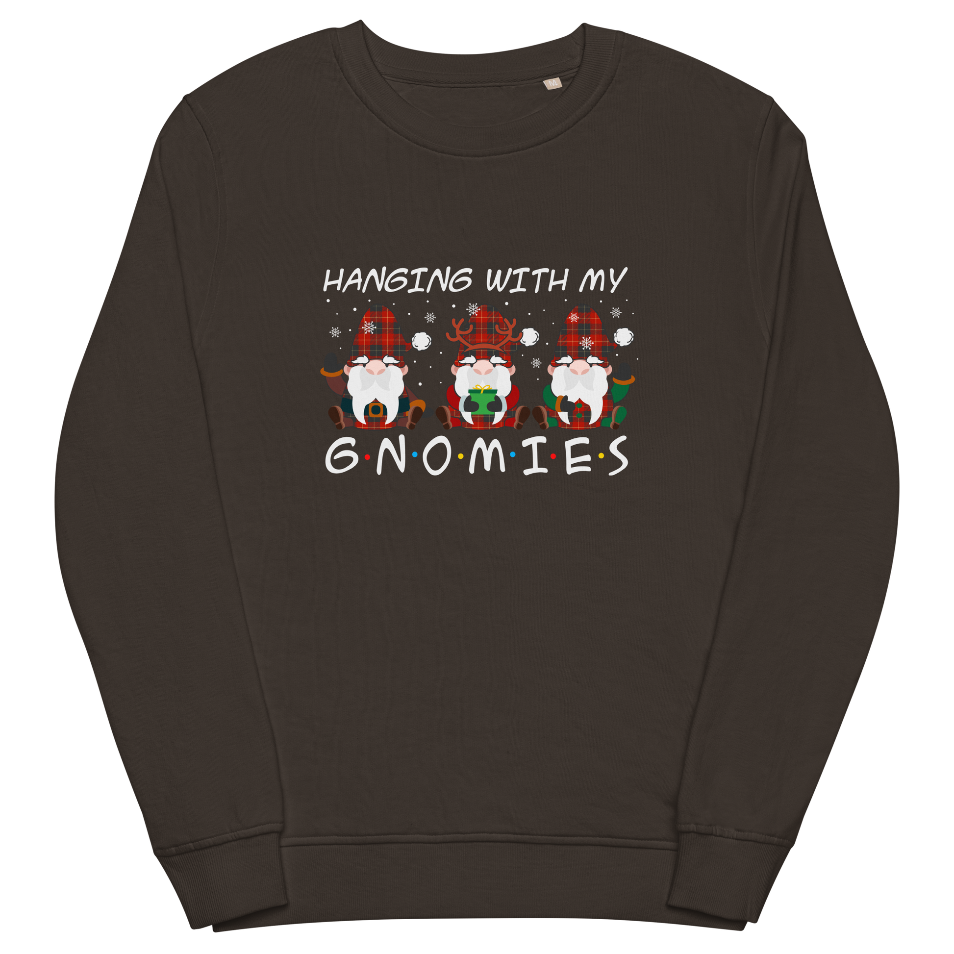 Hanging With My Gnomies Organic Cotton Sweatshirt Online - Deep Charcoal Grey - Boozy Fox