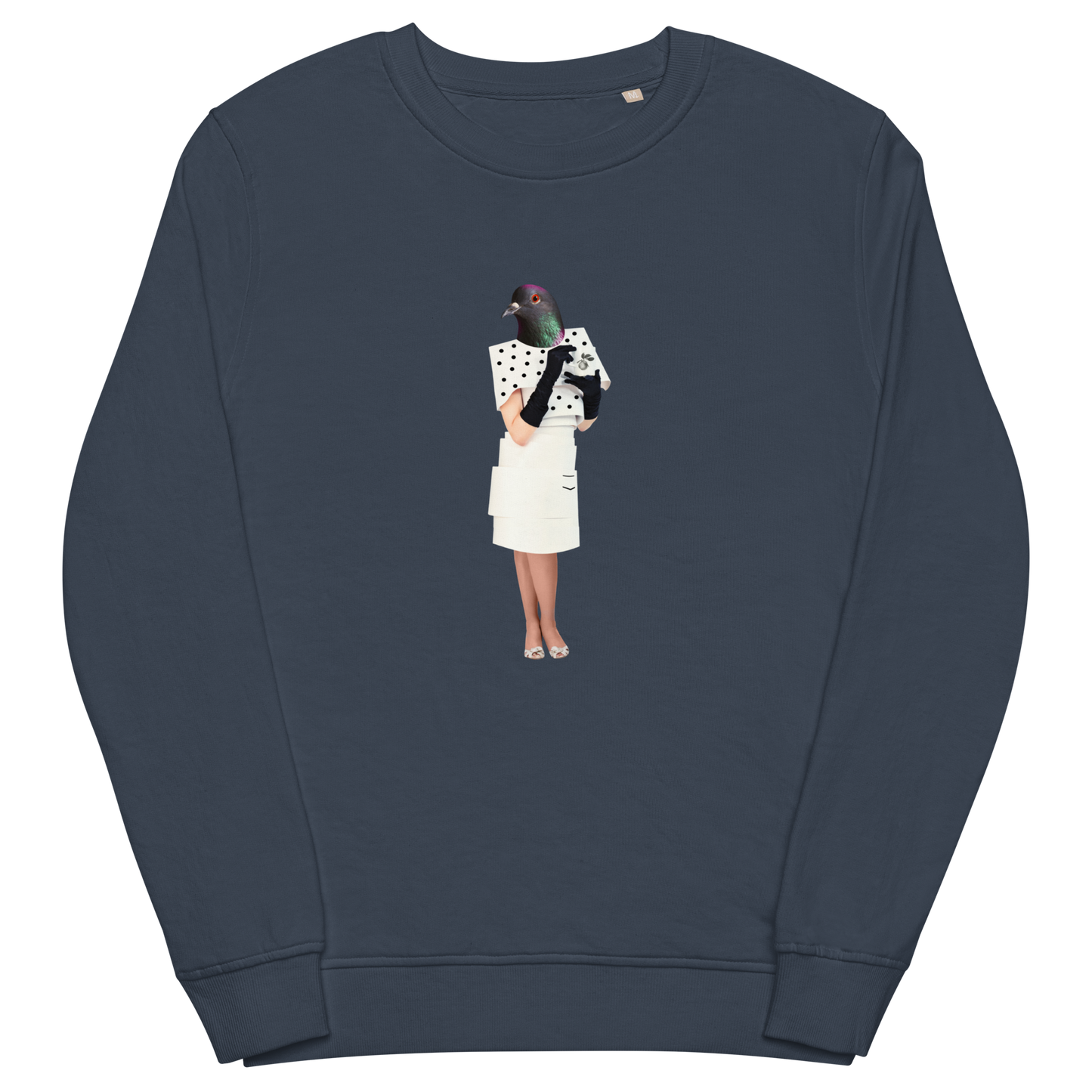 Anthropomorphic Pigeon Organic Cotton Sweatshirt Online - French Navy - Boozy Fox