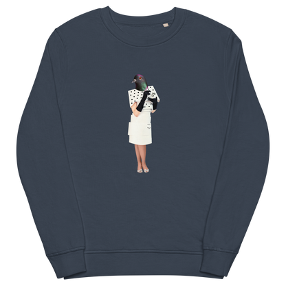 Anthropomorphic Pigeon Organic Cotton Sweatshirt Online - French Navy - Boozy Fox