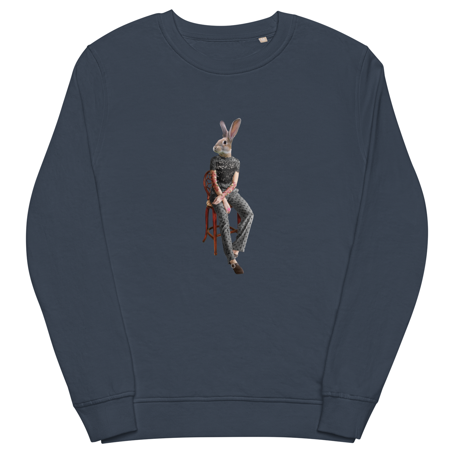 Anthropomorphic Rabbit Organic Cotton Sweatshirt Online - French Navy - Boozy Fox