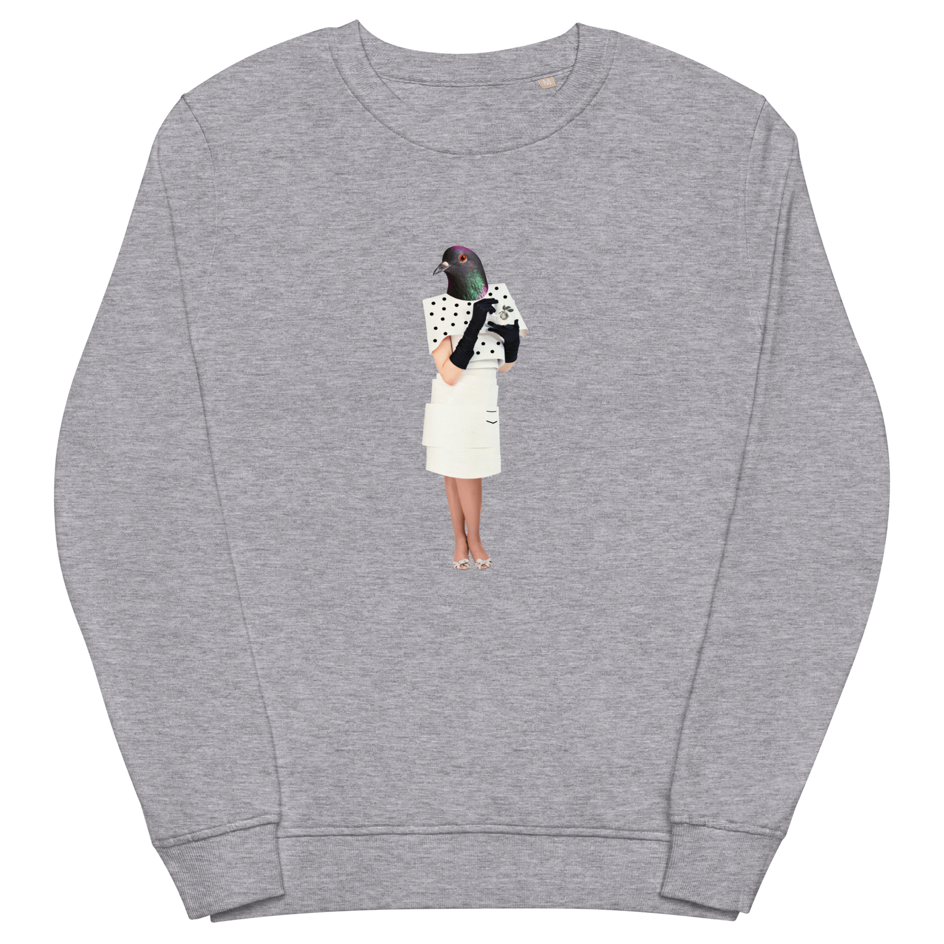 Anthropomorphic Pigeon Organic Cotton Sweatshirt Online - Grey Melange - Boozy Fox